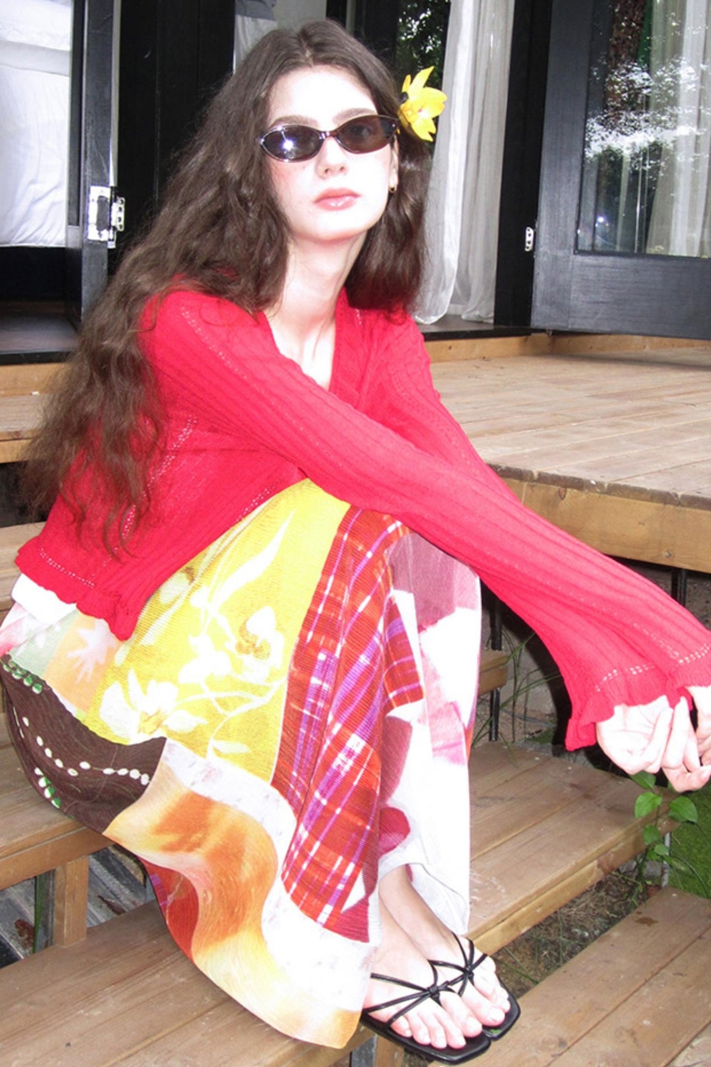 Sunset Tide Line Pleated Skirt