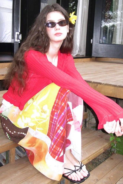 Sunset Tide Line Pleated Skirt