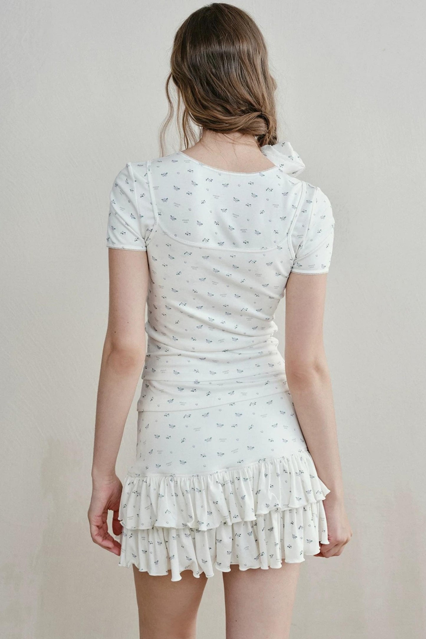 Lace-Trimmed Blueberry Two-Piece Set