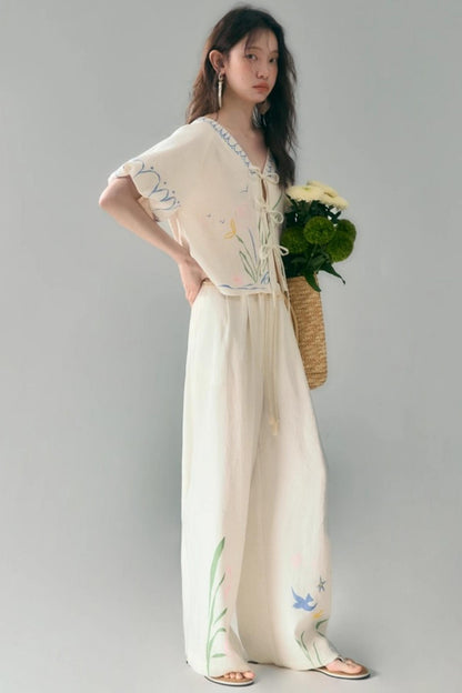 Linen Tie-Top and Pants Set-Up