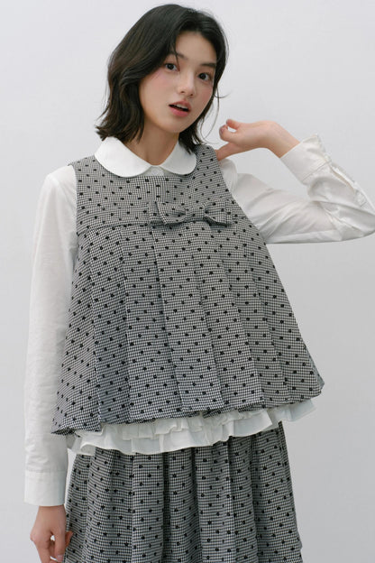 Plaid Flower Puffy Skirt Set-Up