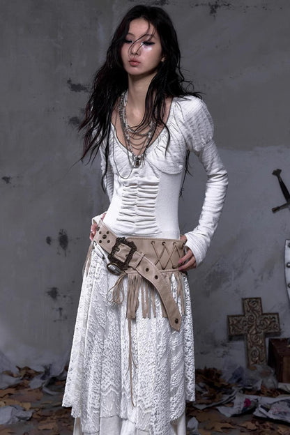 Court Dream Puff Sleeve Lace Maxi Dress