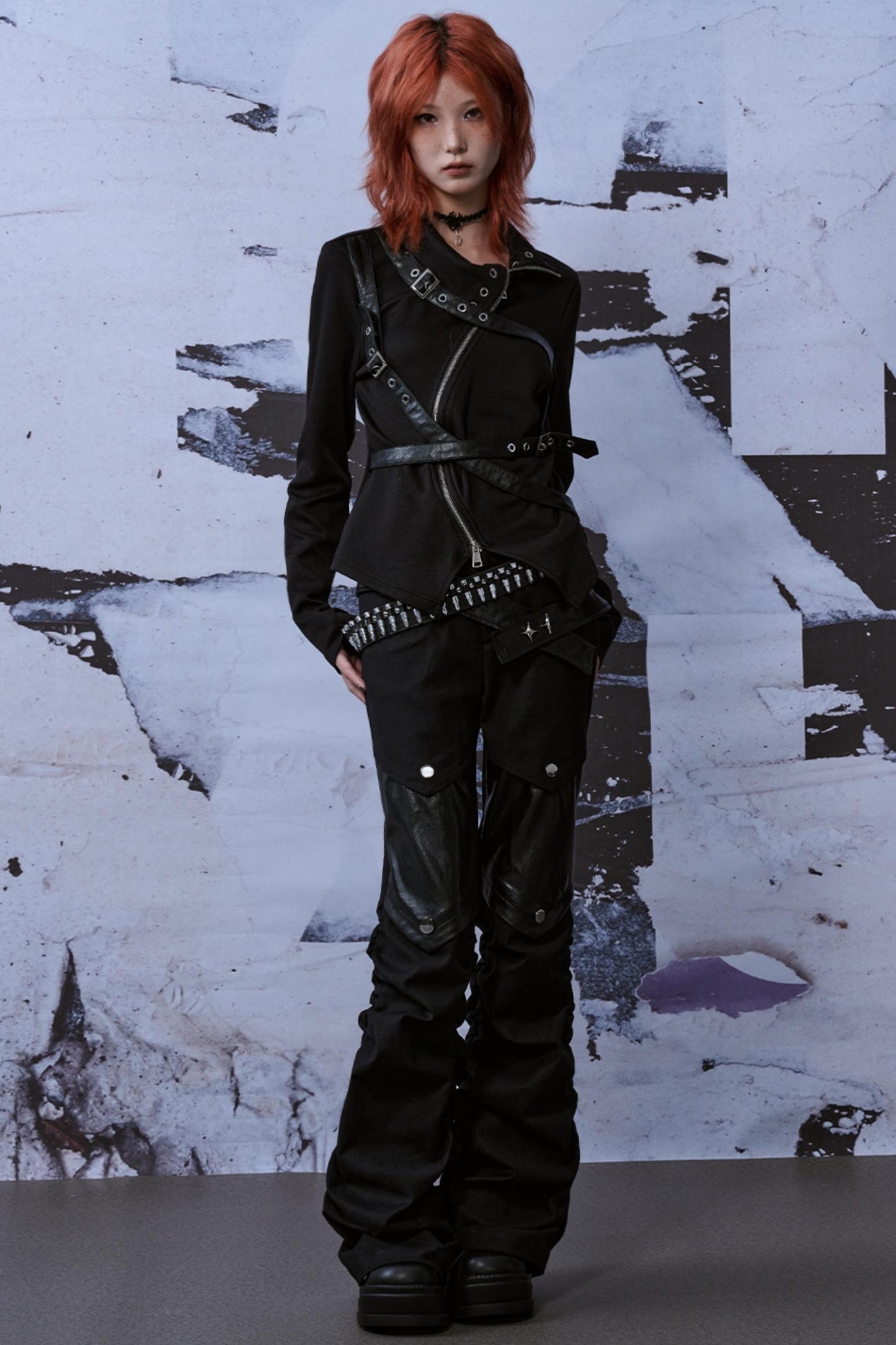 Metallic Turtleneck Knit Top