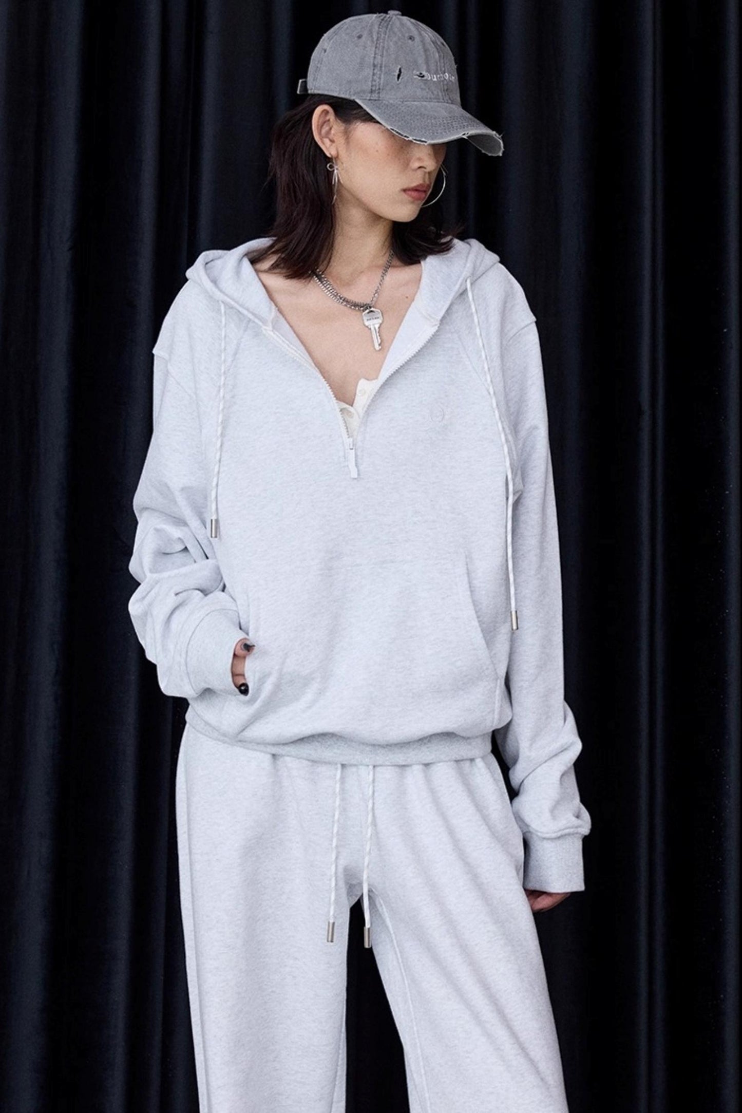 Grey Winter Pullover Sweatshirt Set-Up