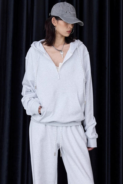 Grey Winter Pullover Sweatshirt Set-Up