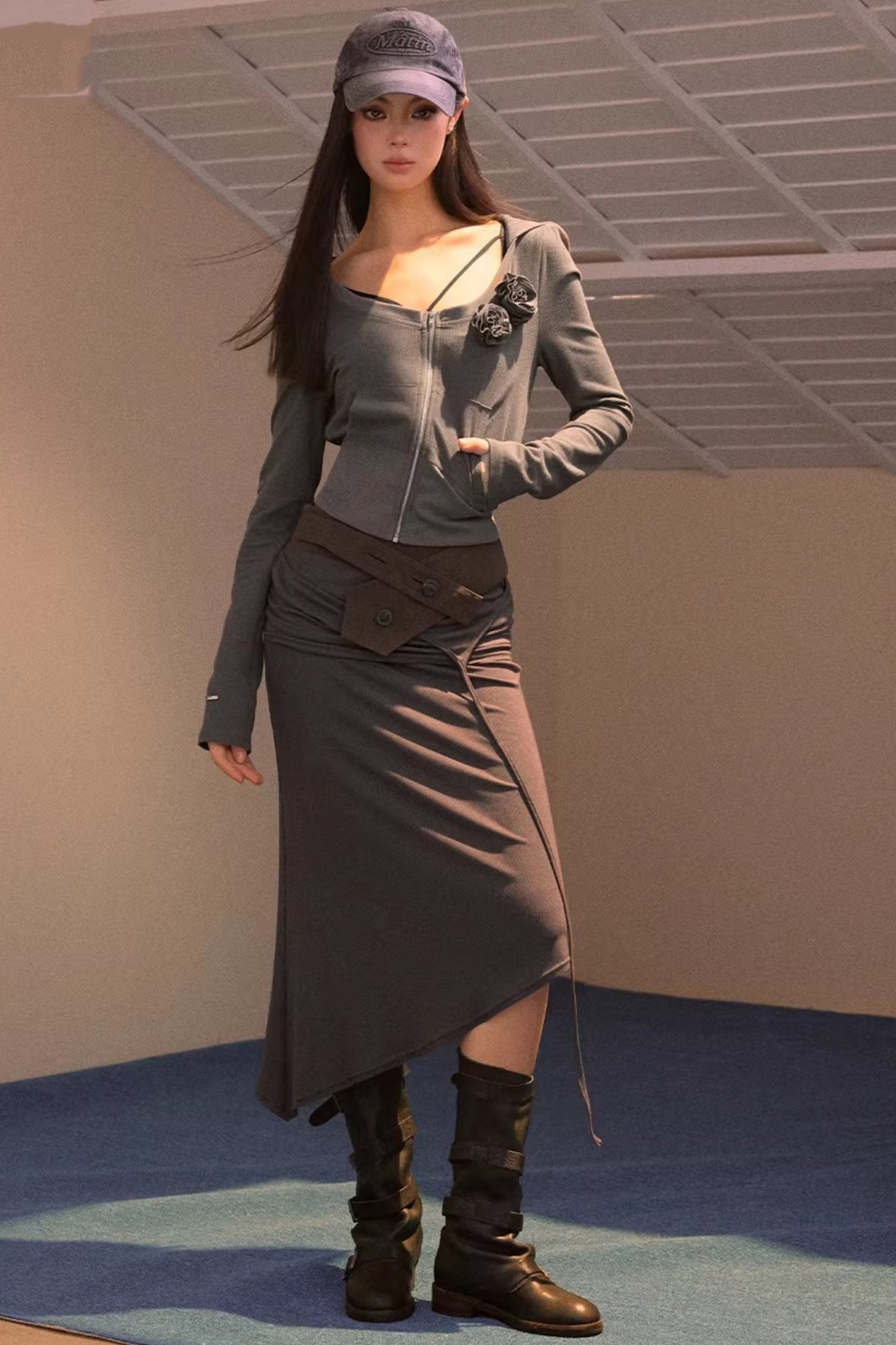 Faux Suede Knitted Skirt