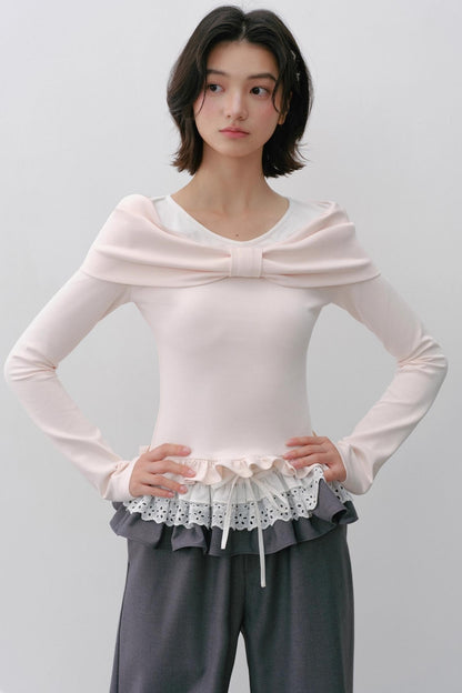 Cherry Blossom Bow Sleeve T-Shirt