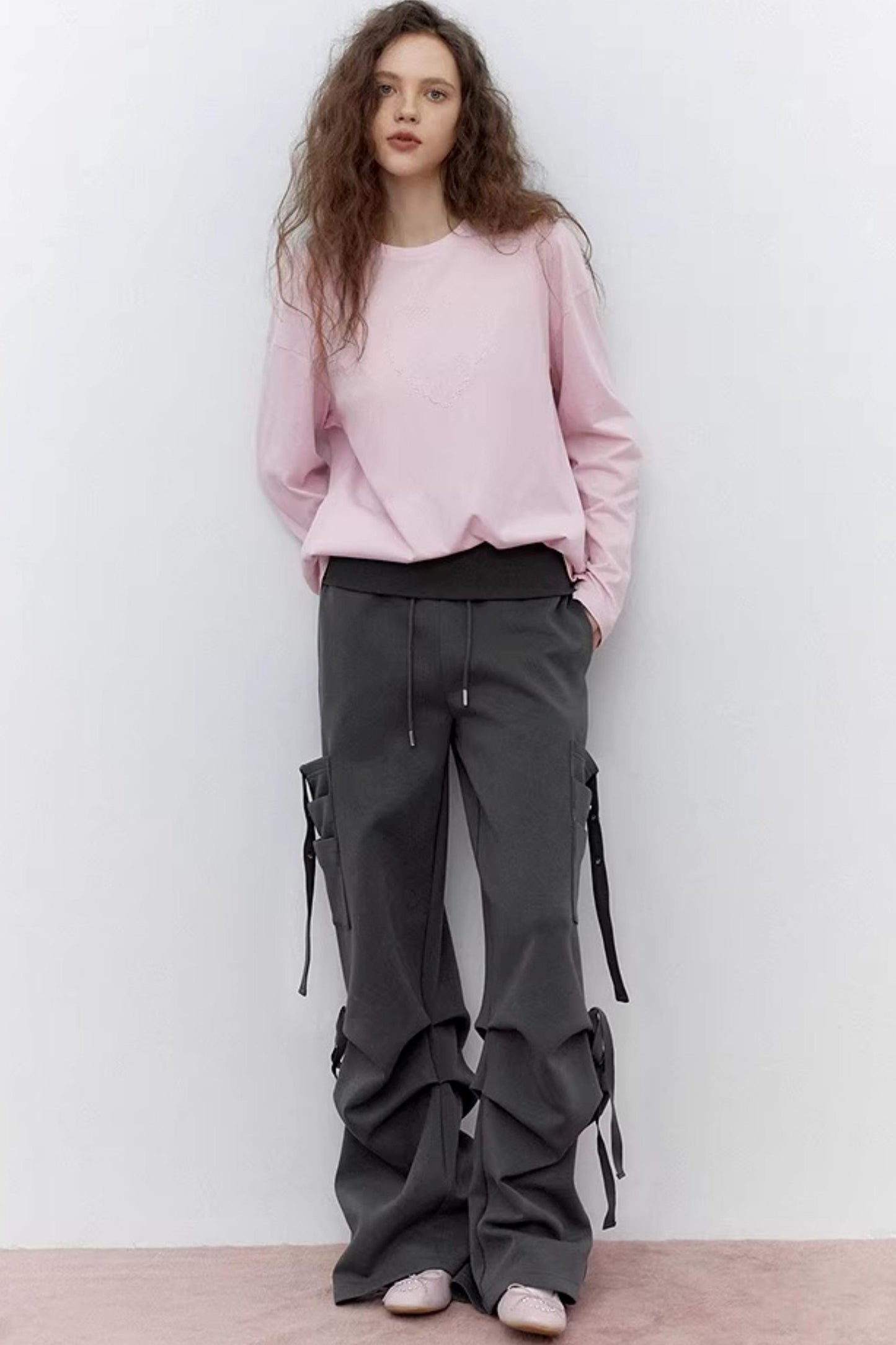 Gray Drawstring Casual Sweatpants