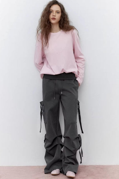 Gray Drawstring Casual Sweatpants