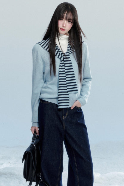 Striped Knitted Shawl Top