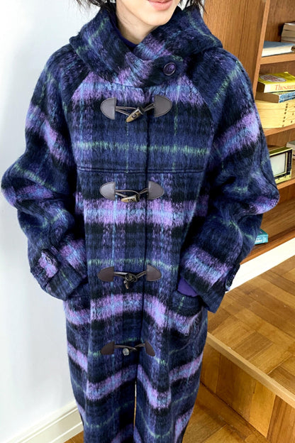 Retro Check Wool Coat Dress