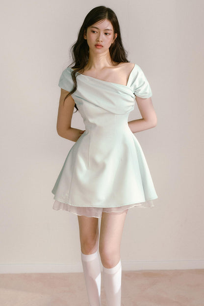 Mint Green One-Shoulder Dress
