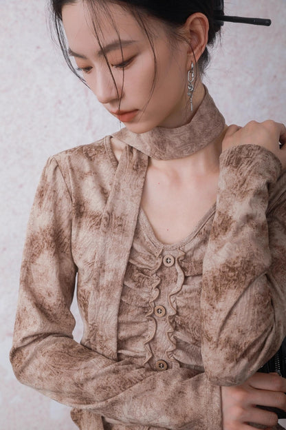 Matte Apricot V-Neck Knitted Top