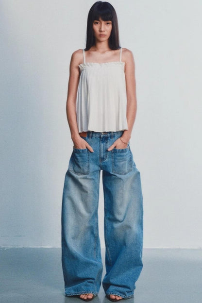Reversed Wide-Leg Cargo Pants