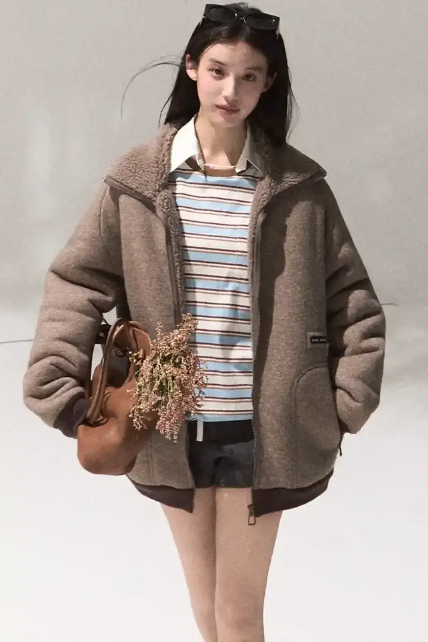 Contrasting Striped Long-Sleeve Shirt