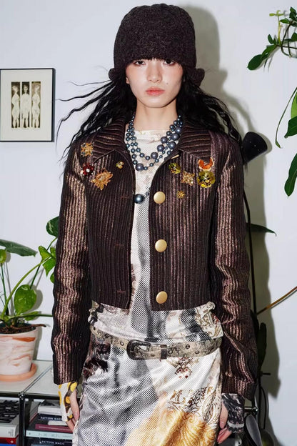 Gold Silk Glitter Jacket