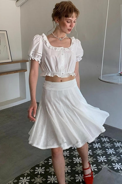 White Lace A-Line Skirt