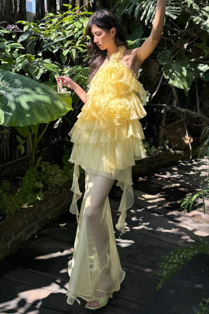 Rose Mesh Fishtail Dress