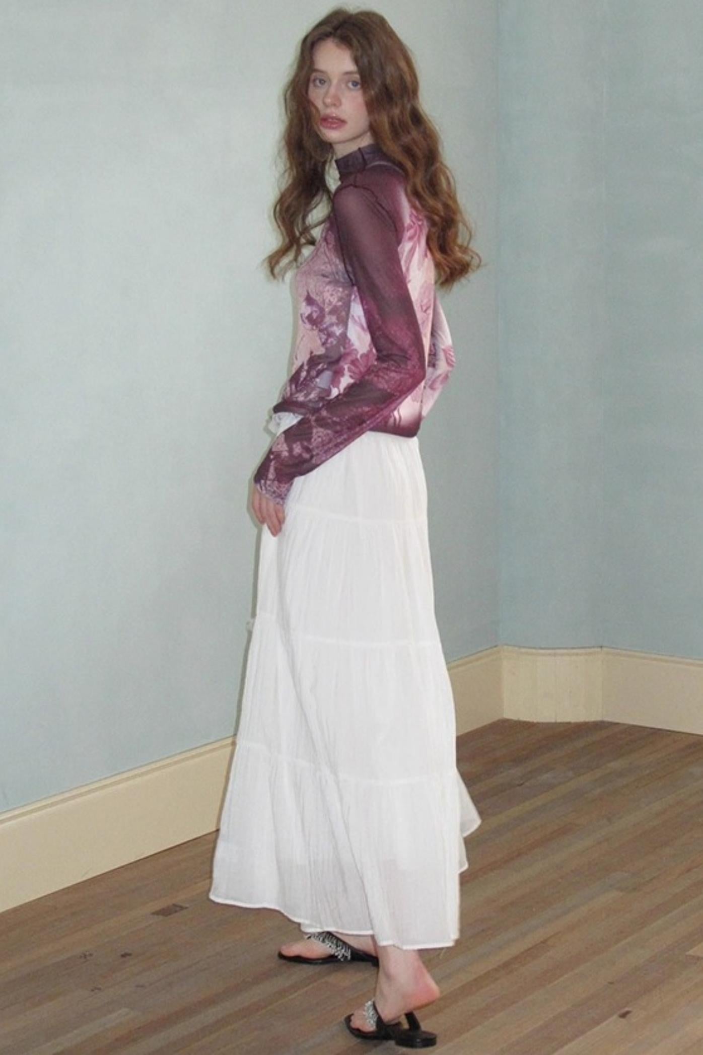 Neoclassical Vintage Turtleneck Mesh T-shirt