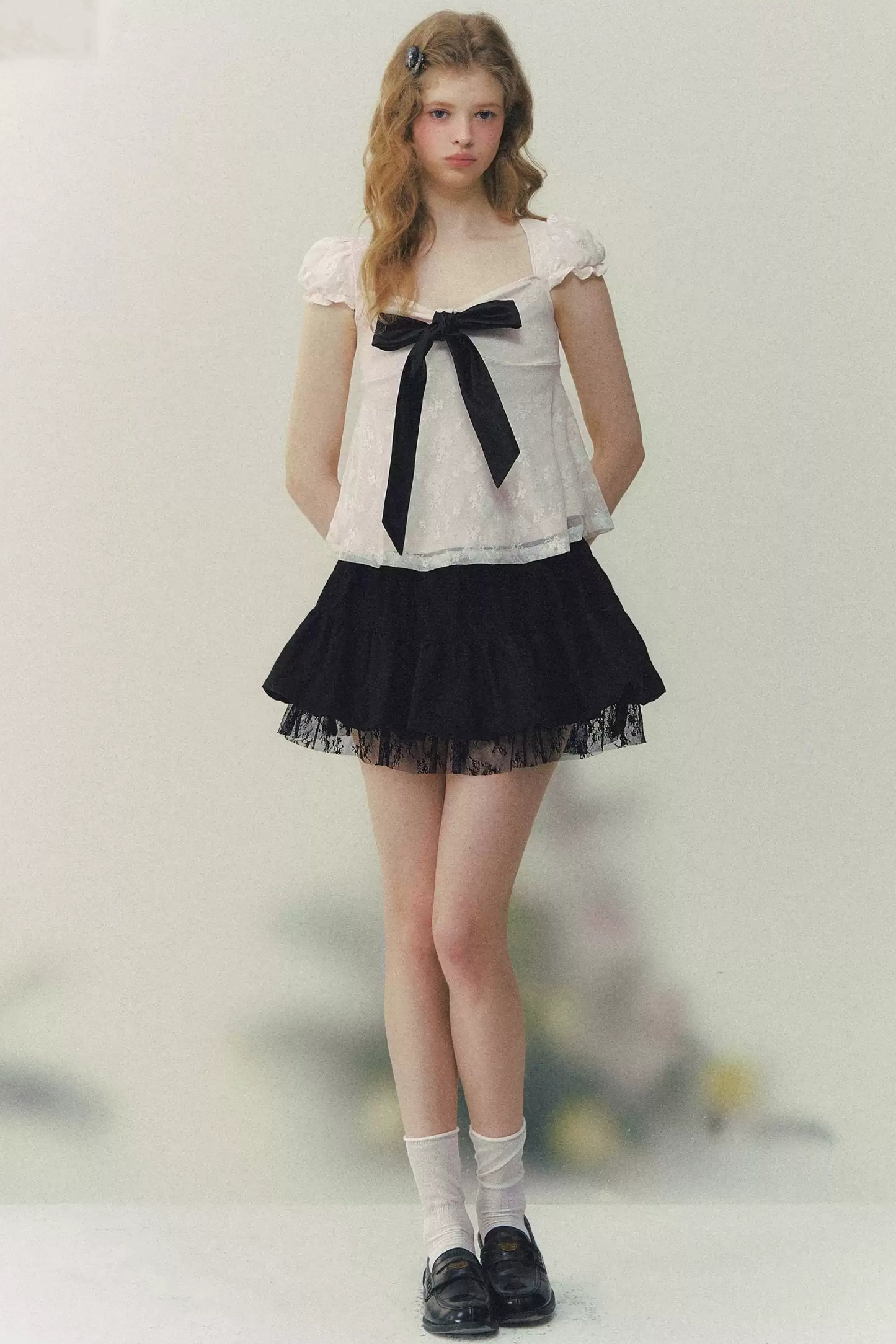 Summer Square Neck Bow Blouse