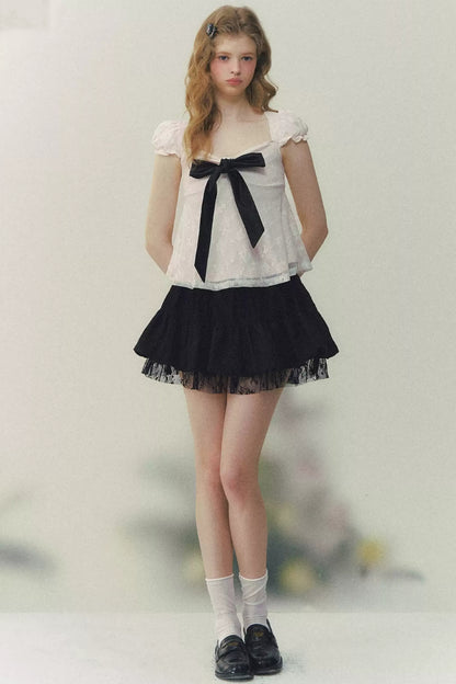 Summer Square Neck Bow Blouse