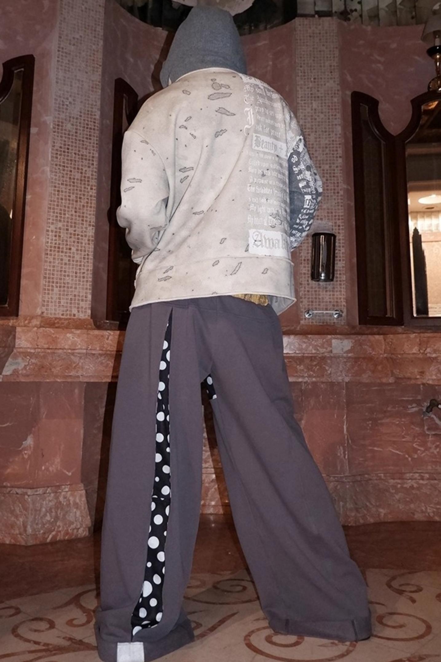 Multi-Waisted Polka Dot Wide-Leg Pants