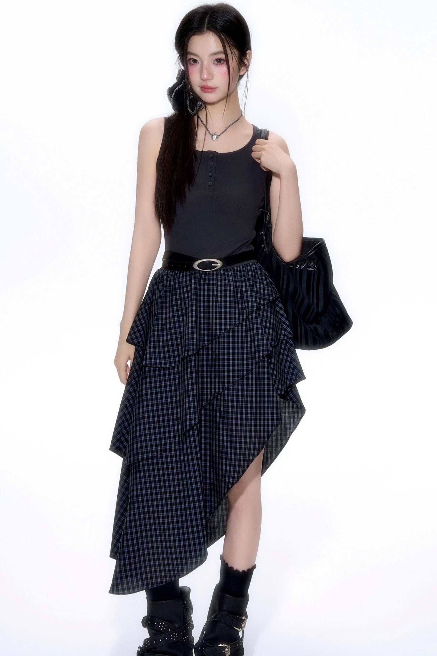 Summer Patchwork Asymmetrical Hem Dress