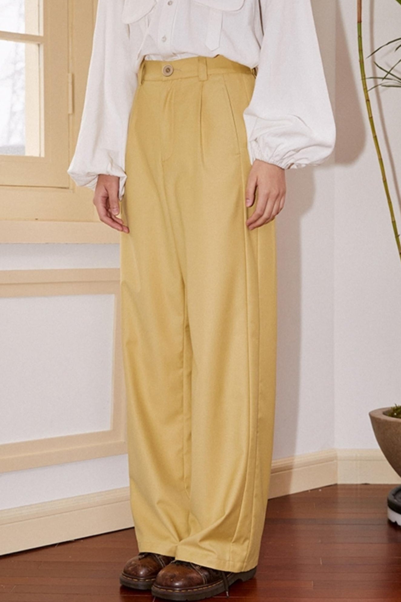 Simple Style Straight-Leg Pants