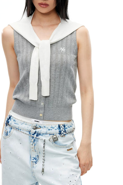Tencel Linen Color-Blocked Vest