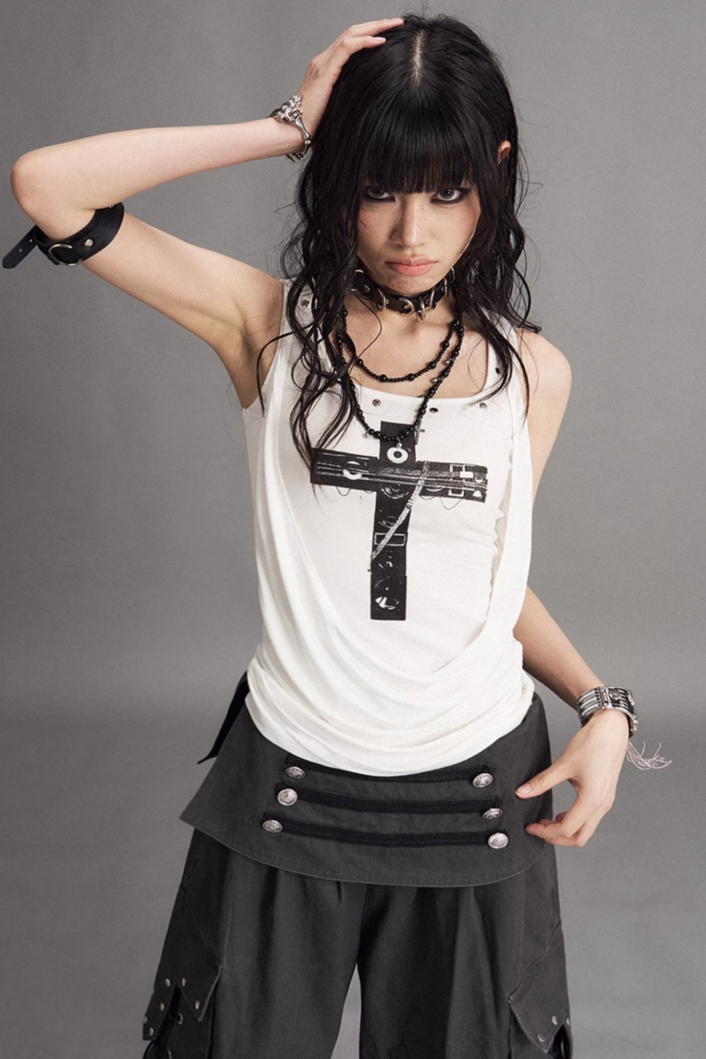 gilet street punk con croce