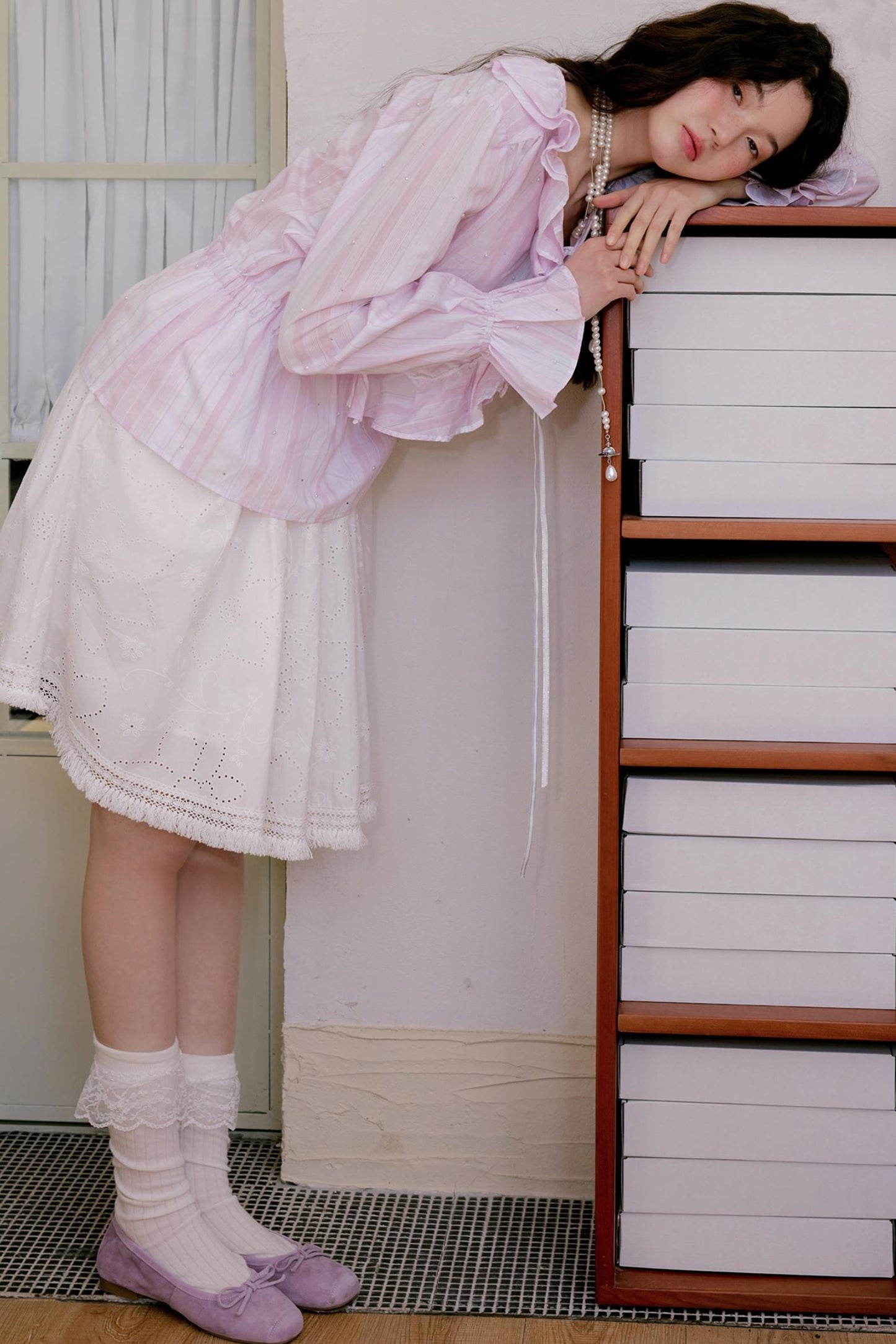 Pink Ruffle V-Neck Shirt