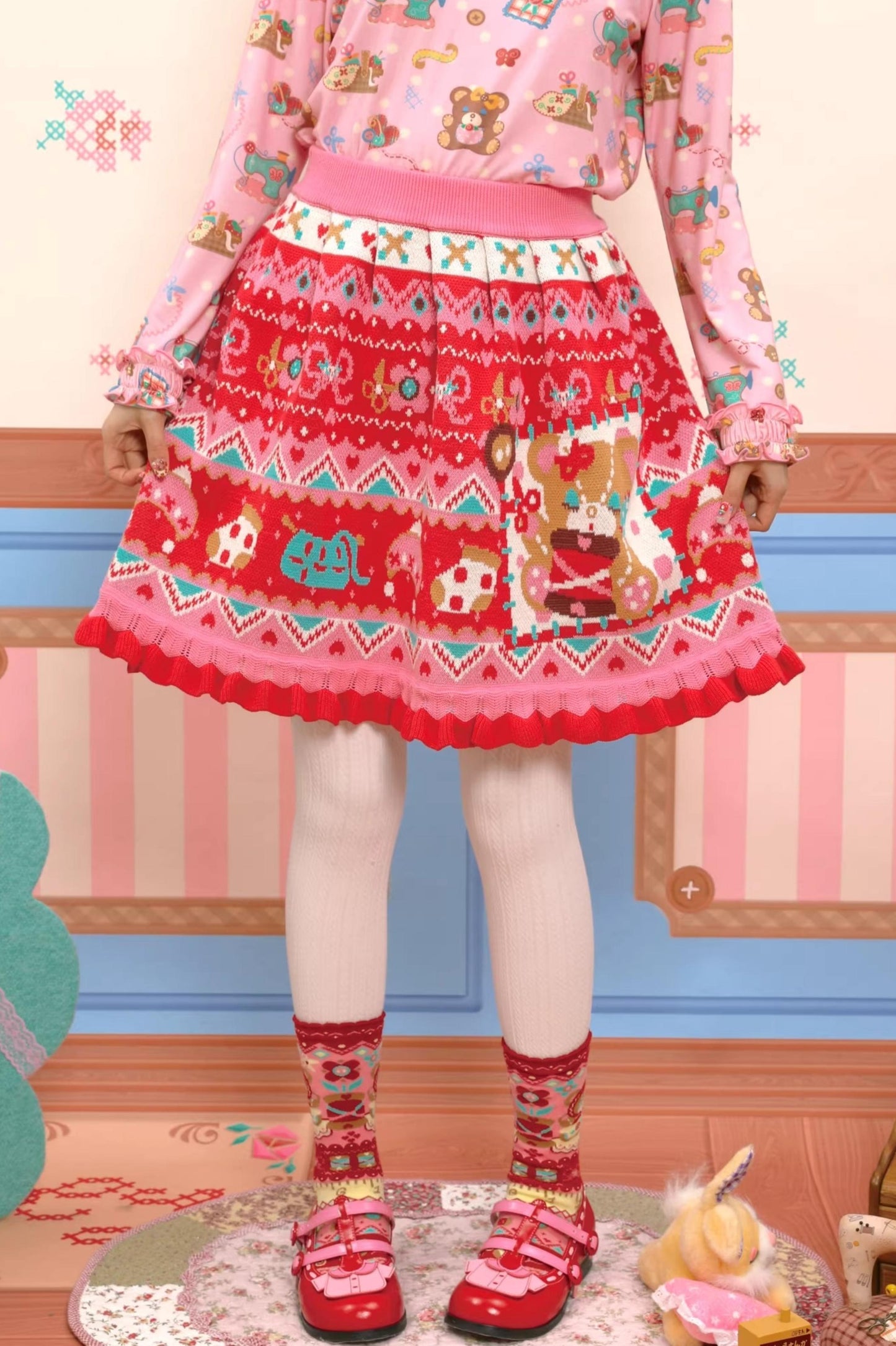 Fair Isle Knitted Lace Skirt