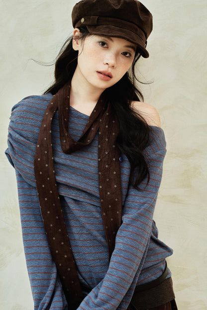 Retro Striped Off-Shoulder Top