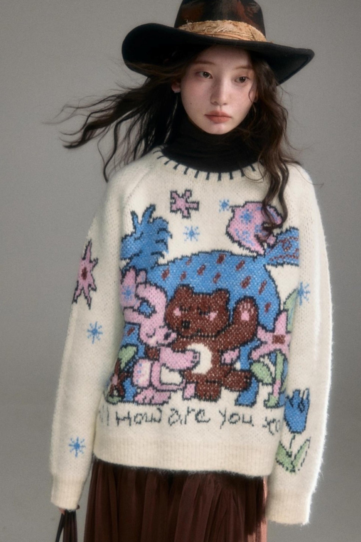 Plush Animal Jacquard Sweater
