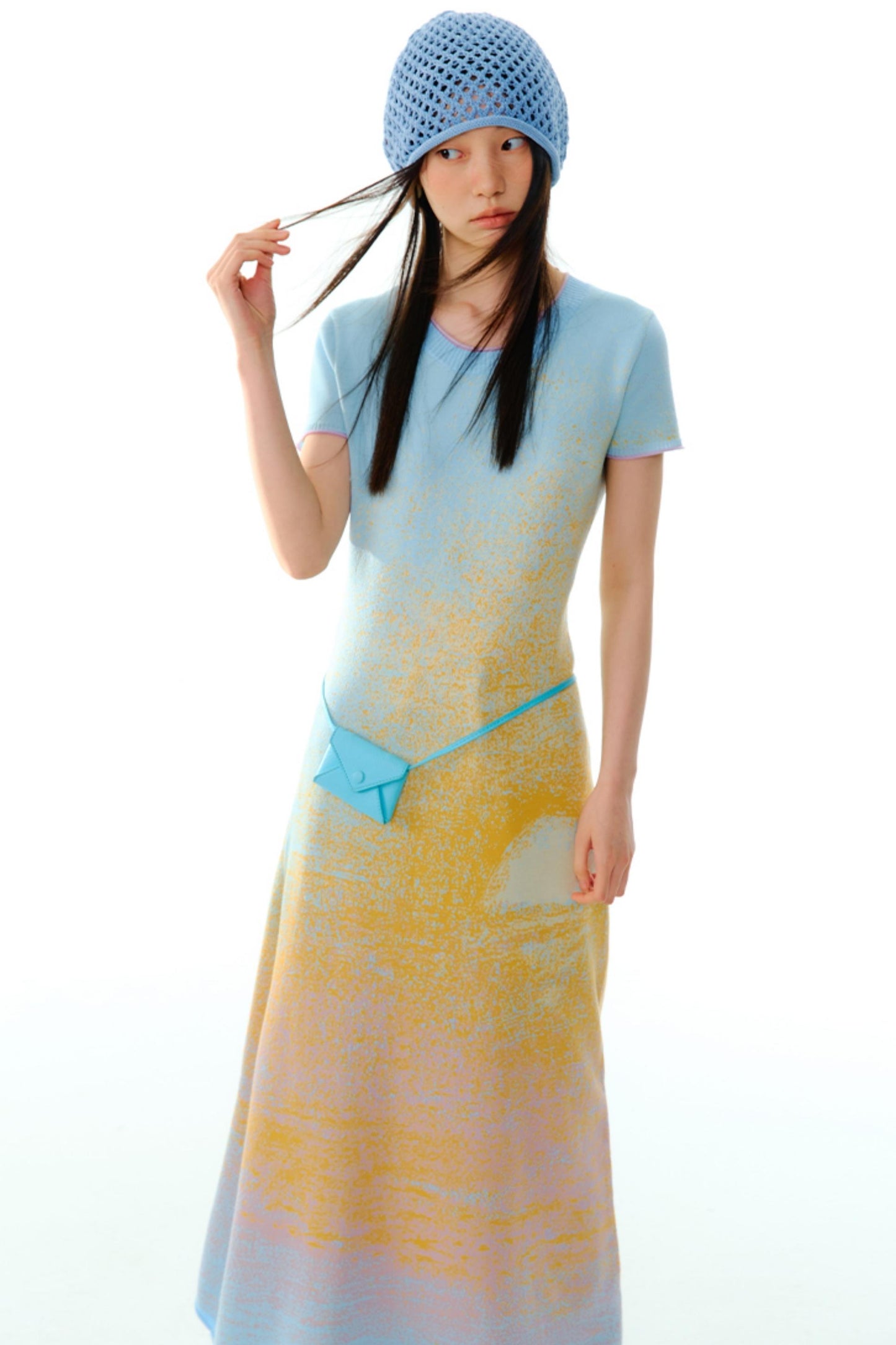 Hand-Painted Cloud Jacquard Tencel Knitted Dress