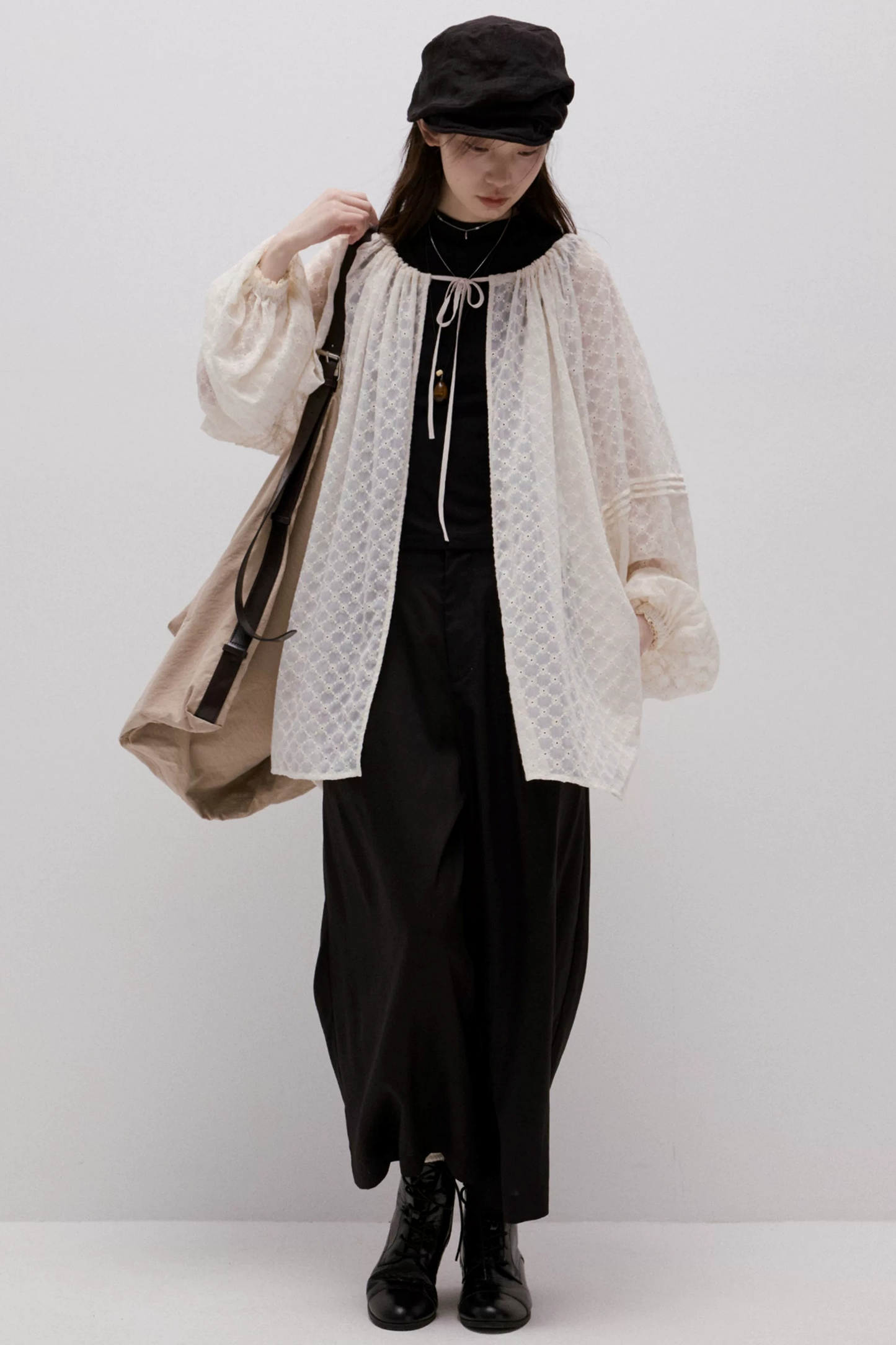 Imitation Linen Black Cropped Pants
