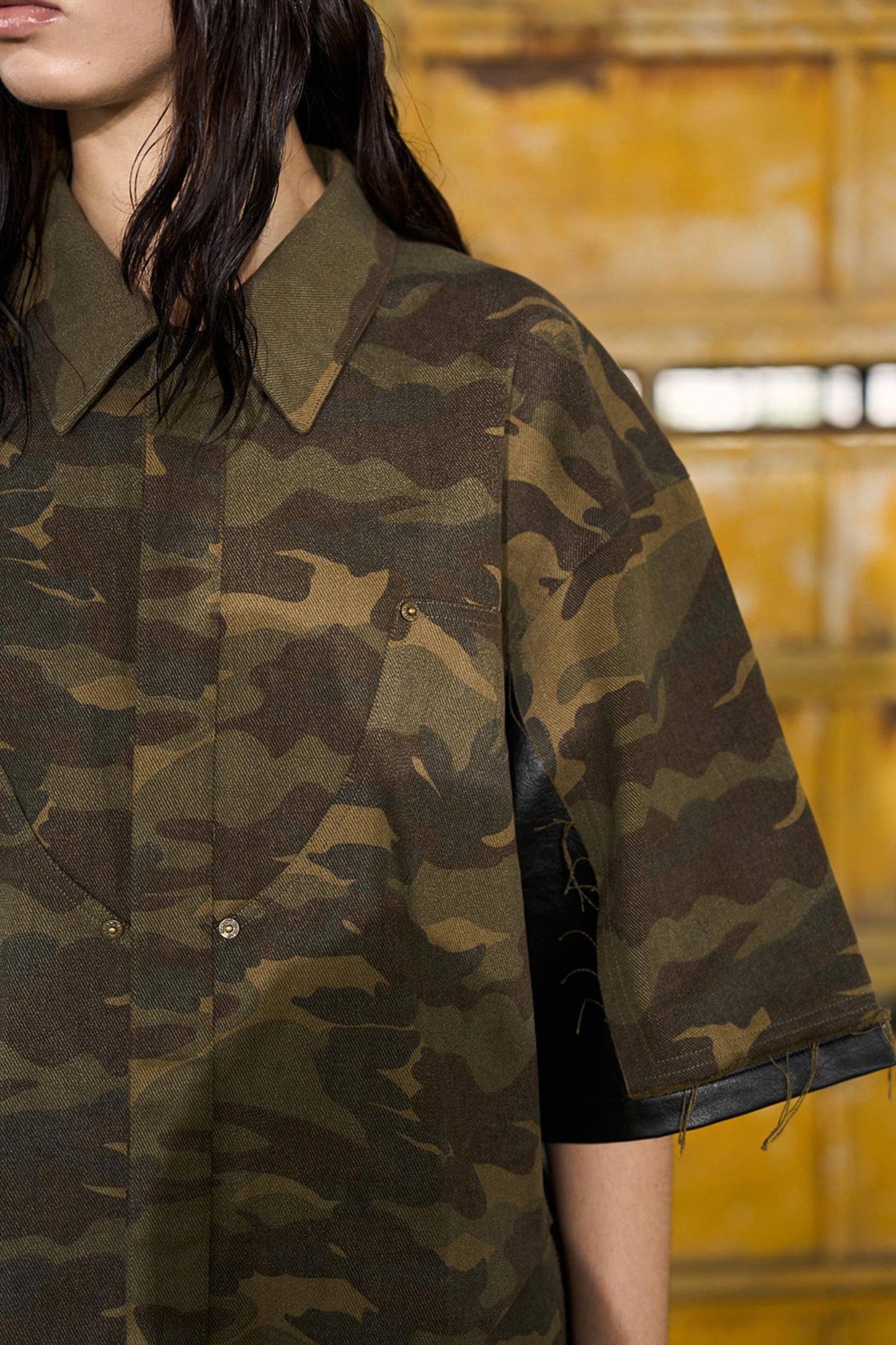 Leather Patchwork Shirt