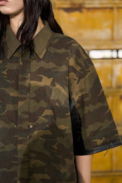 Leather Patchwork Shirt