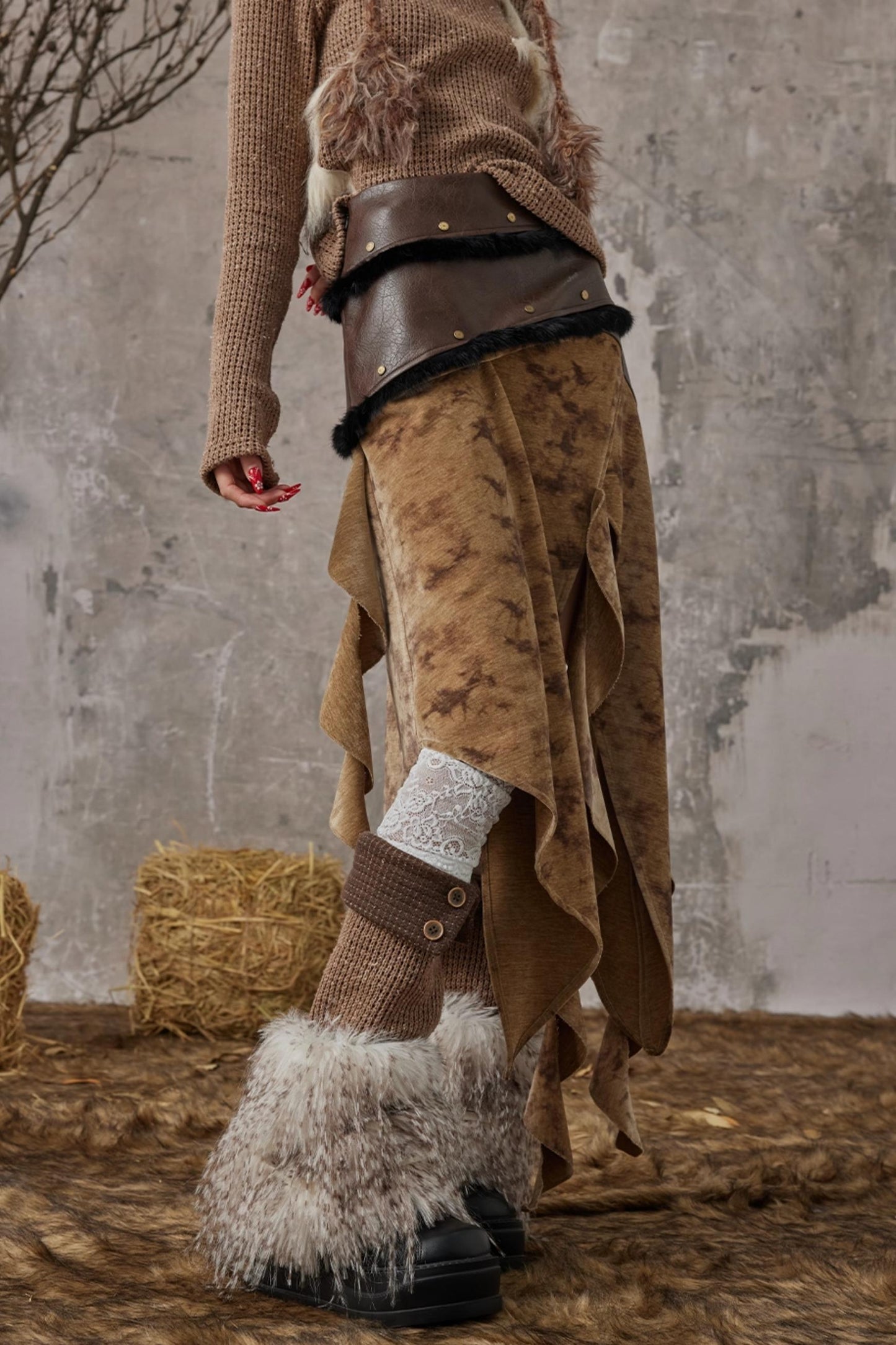 Wandering Style Retro Rivets Skirt