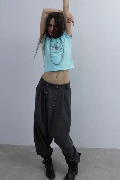 Y2K Rhinestone Cropped T-Shirt