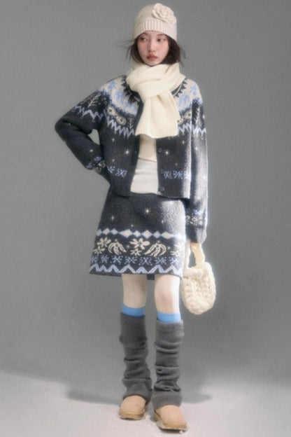 Snowflake Jacquard Cardigan Set-Up