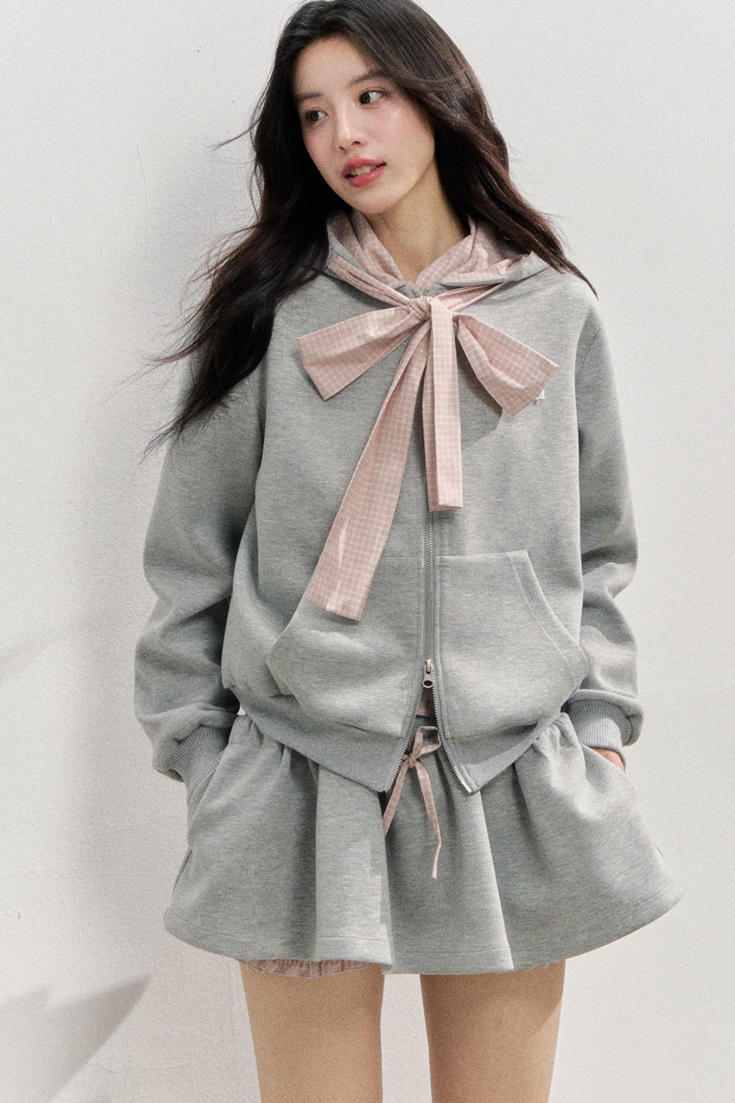 Comfort Bow Skirt Sweatshirt Set-Up