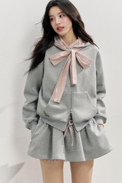 Comfort Bow Skirt Sweatshirt Set-Up
