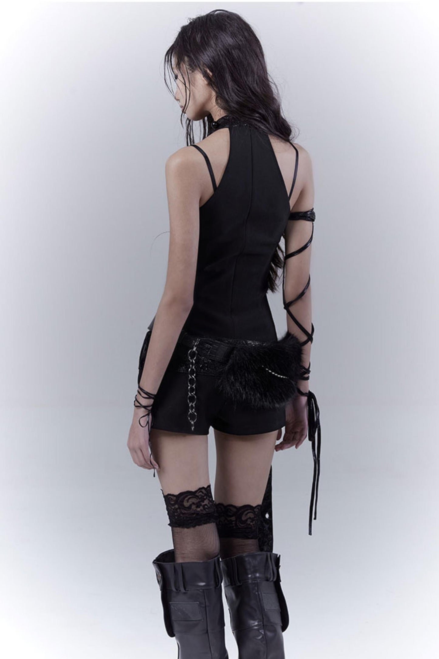 Black Pearl Bodiless Rhinestone Jumpsuit Set-Up