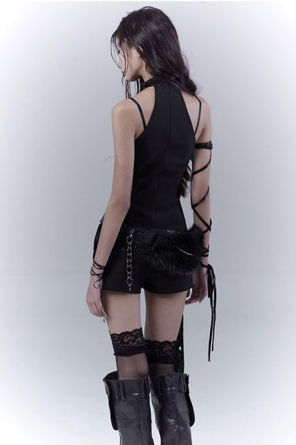 Black Pearl Bodiless Rhinestone Jumpsuit Set-Up