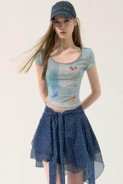 Retro Asymmetrical Tie Skirt