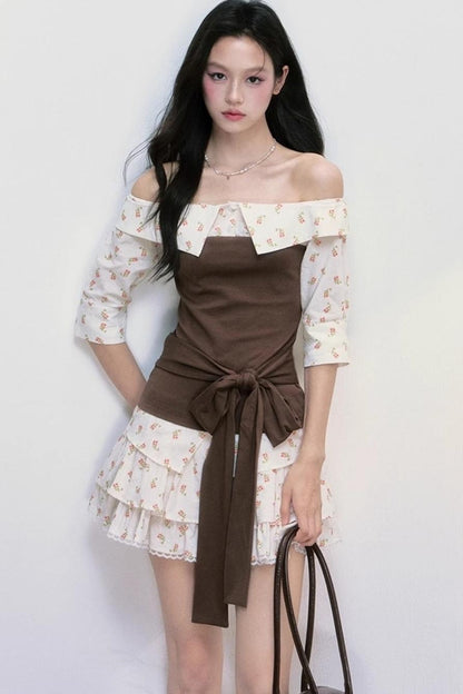 Floral Patchwork Blouse Skirt Set-Up