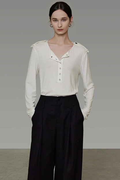 Versatile V-Neck Knit Top