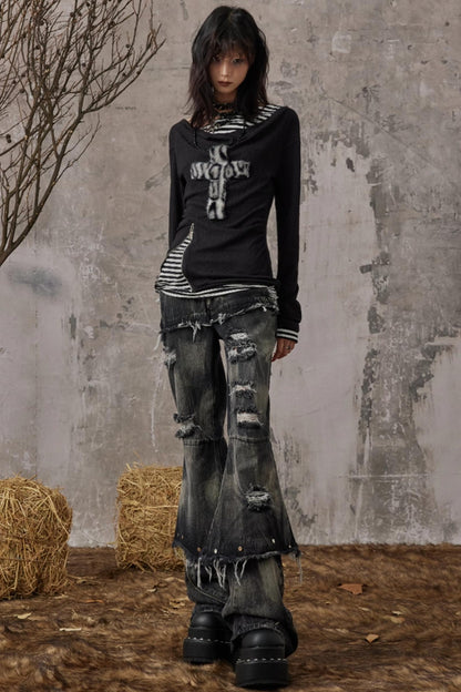 Swing Neck Knit Layer Top