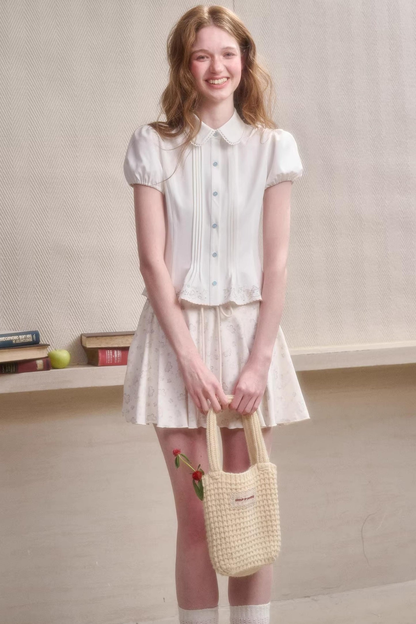 Handmade Embroidered Doll Collar Shirt